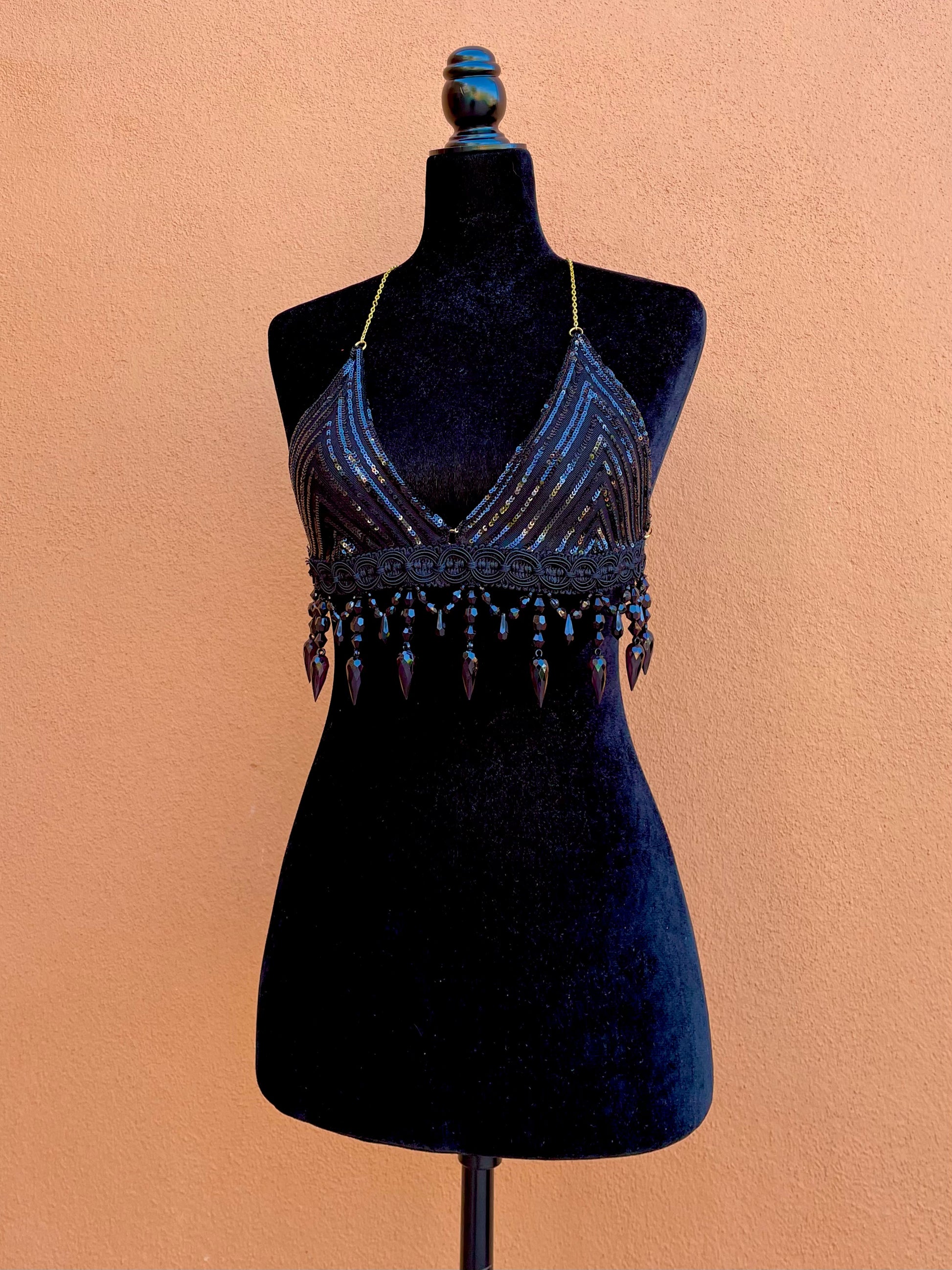 Triangle Top Black Beads