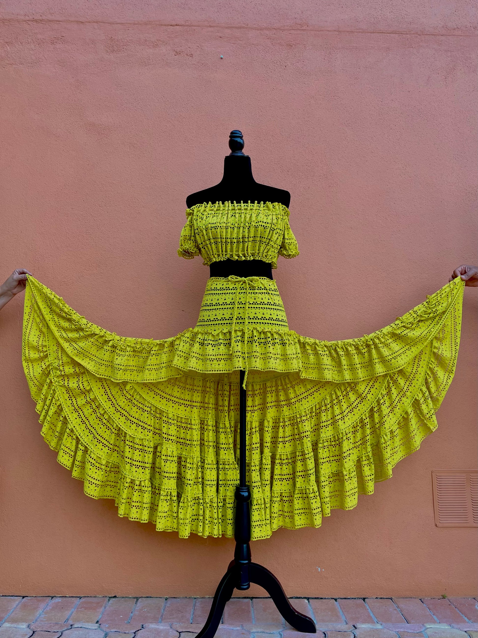 Lemon Fishnet Gathered Top