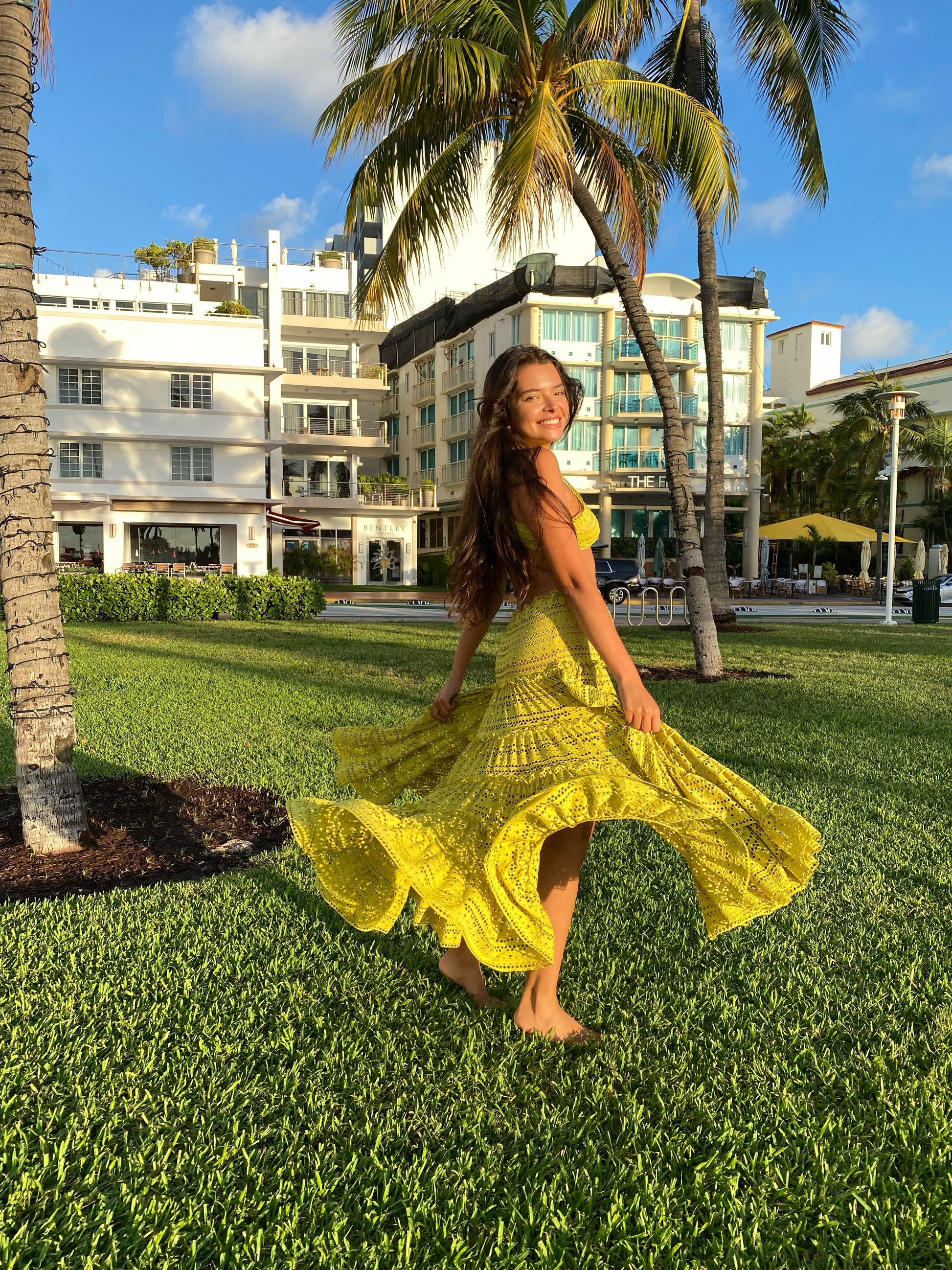 Lemon Fishnet Ruffle Skirt