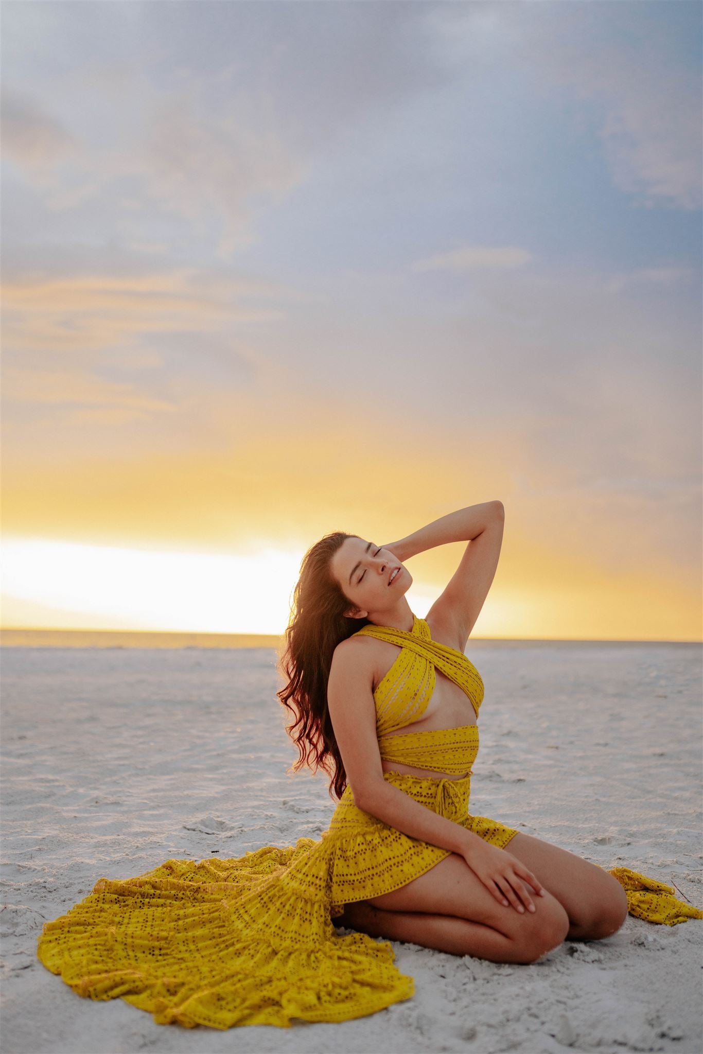 Lemon Fishnet Ruffle Skirt