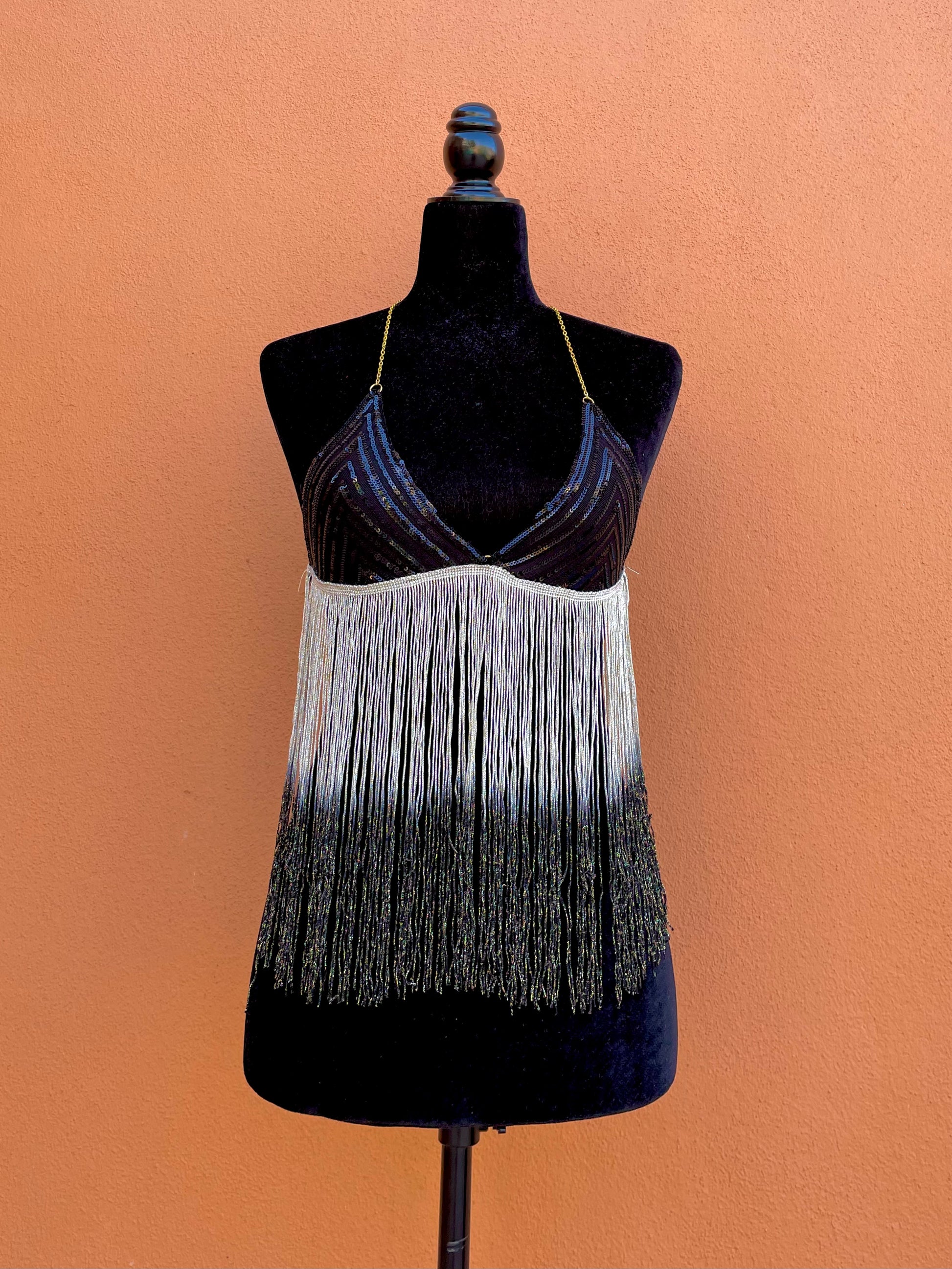 Triangle Top Gold/Black Fringe